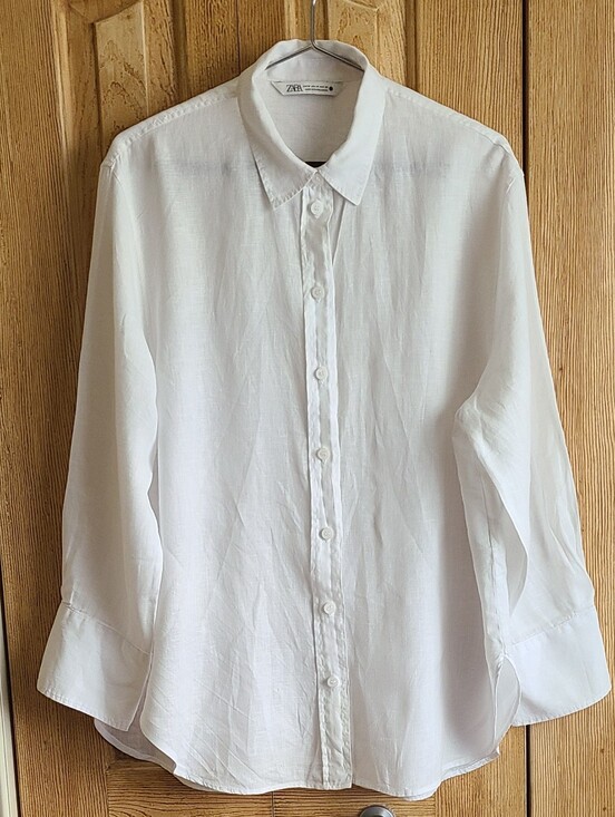 Zara Tops - Zara White Linen Button Front Blouse